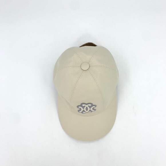 HERMES Beige Cotton Baseball Cap With Gray Logo Size 56 Made In France main image 5